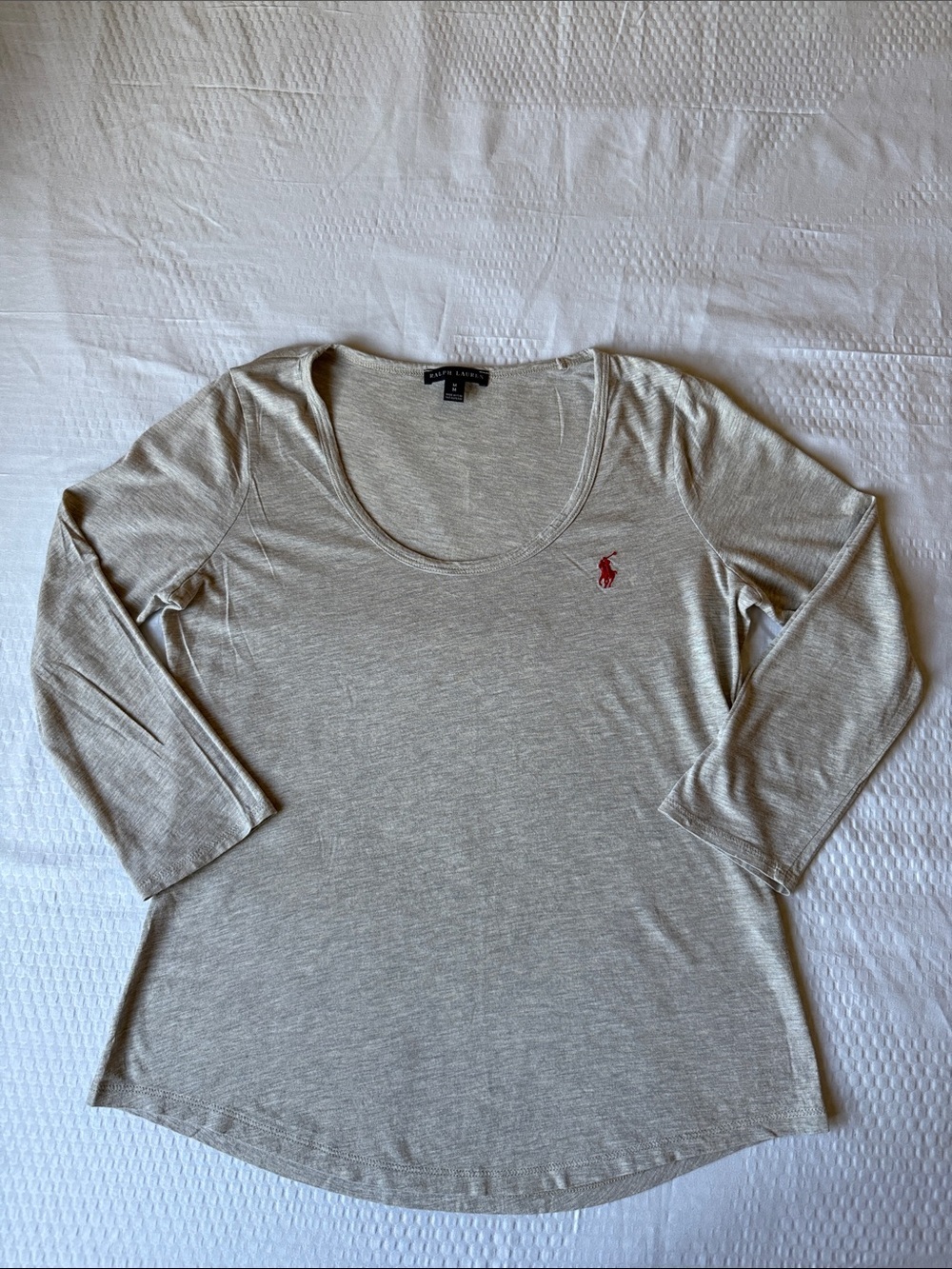 Ralph Lauren Light Beige Scoop Neck Long Sleeve Tee